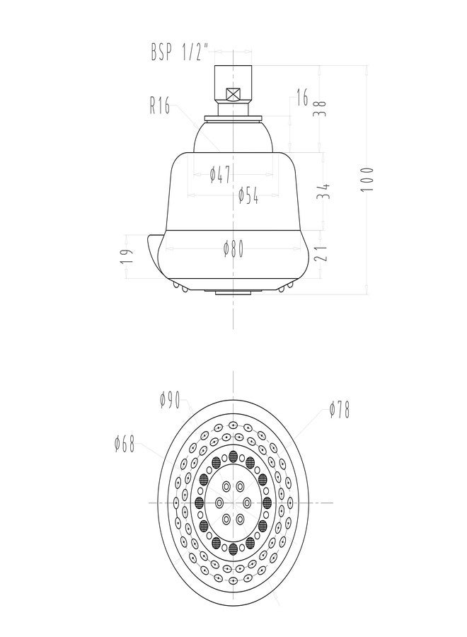 Hindware F160051 3-Flow ABS Over Head Shower with Rubbit Cleaning System - Rain, Massage and Bubble Flow - Image 3